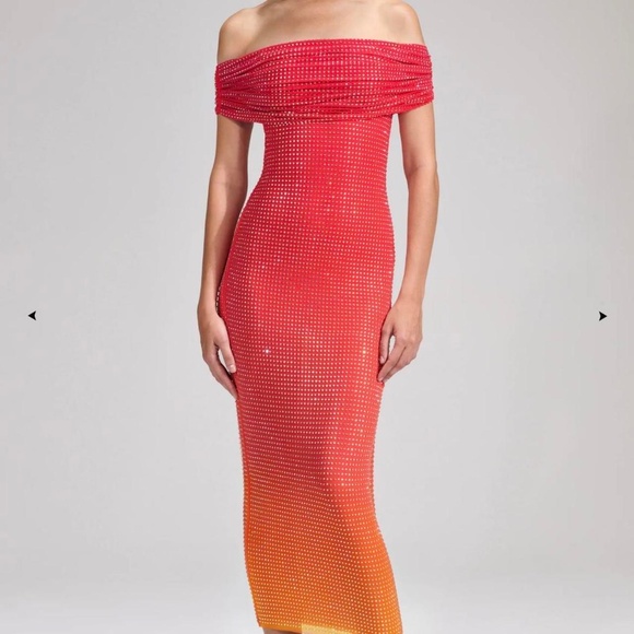 Self-Portrait Dresses & Skirts - Self Portrait Off Shoulder Rhinestone Embellished Midi Dress - 2